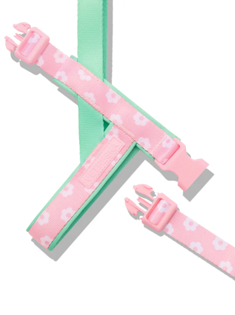 Set van harnas en riem voor huisdieren – Flora Print, lichtgewicht, XS–M