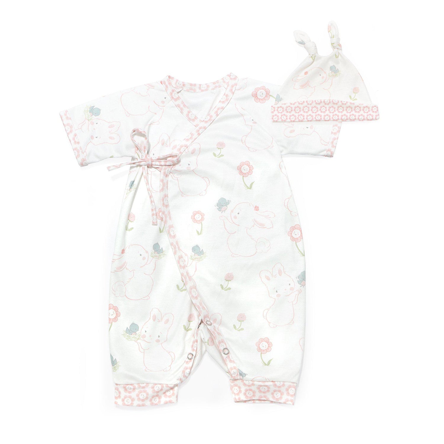 Blossom Bunny Kimono Romper and Hat Set