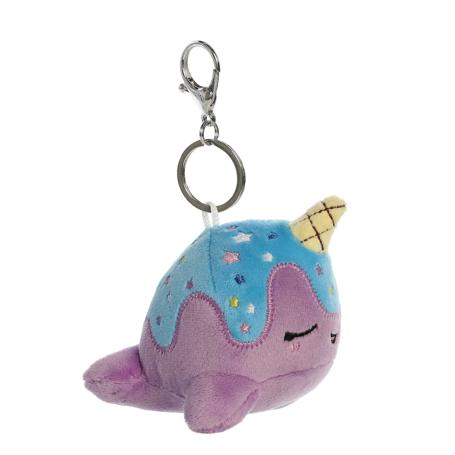 Tasty Peach Blue Moon Nomwhal Clip On Plush Toy, 4 in