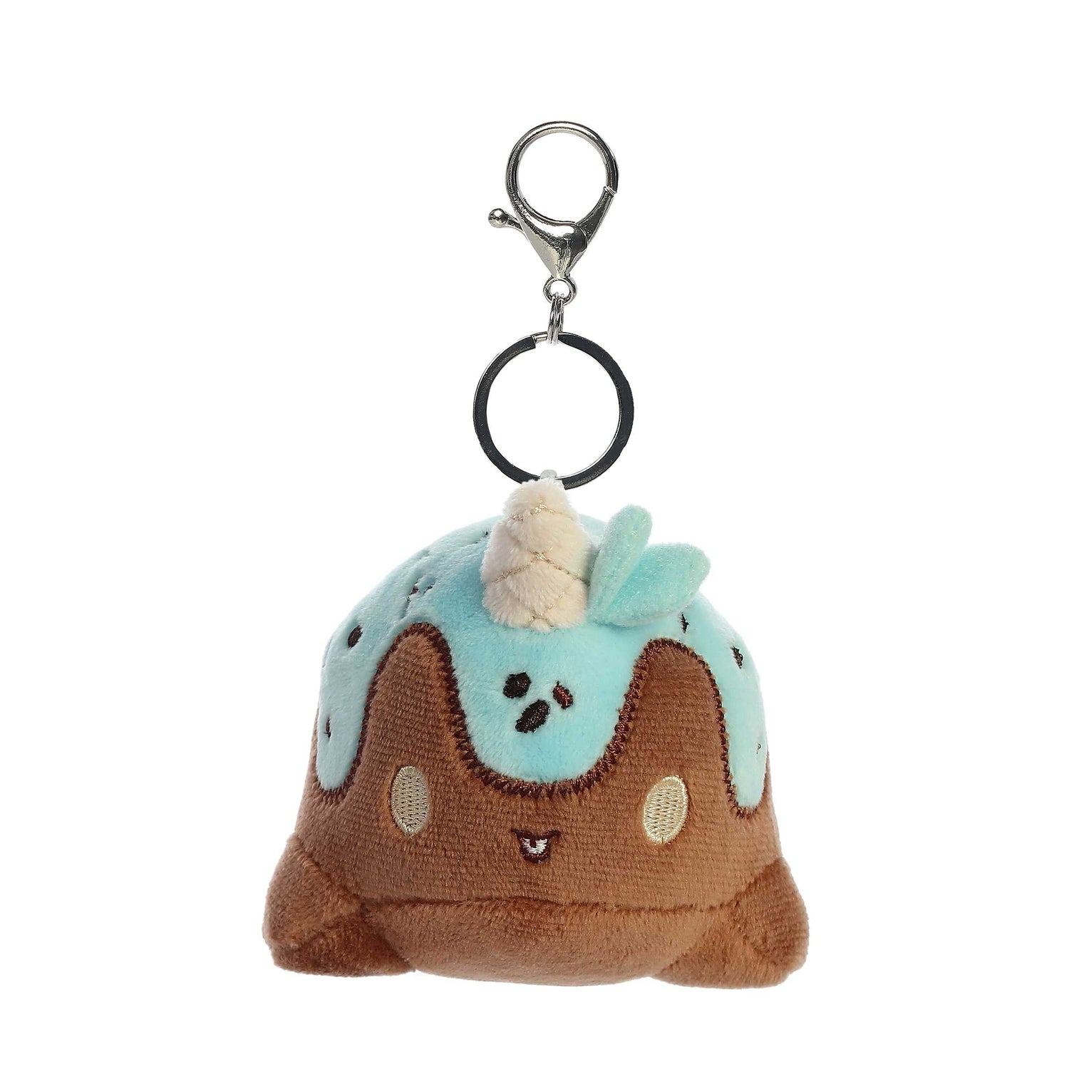 Tasty Peach Mint Chocolate Nomwhal Clip On Plush Toy, 4 in