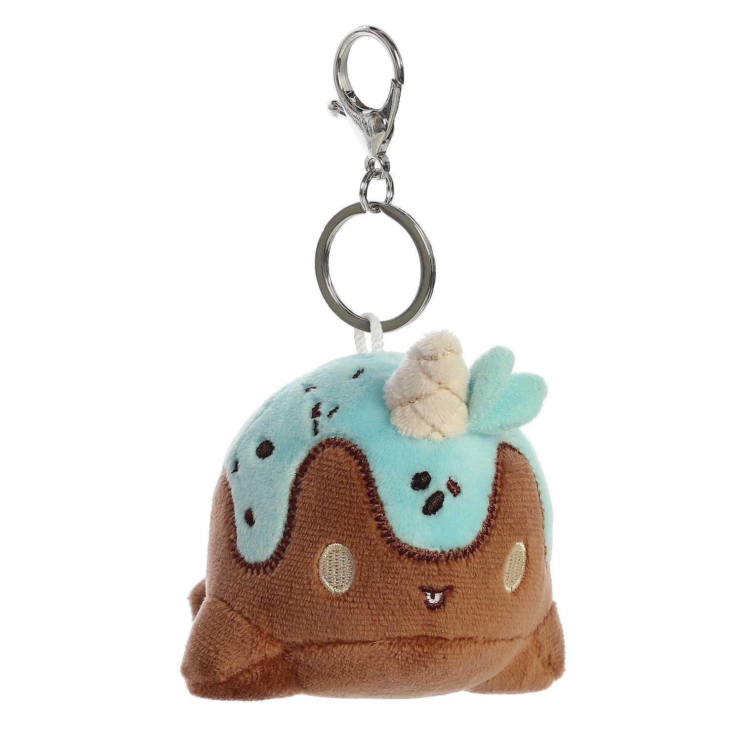 Tasty Peach Mint Chocolate Nomwhal Clip On Plush Toy, 4 in
