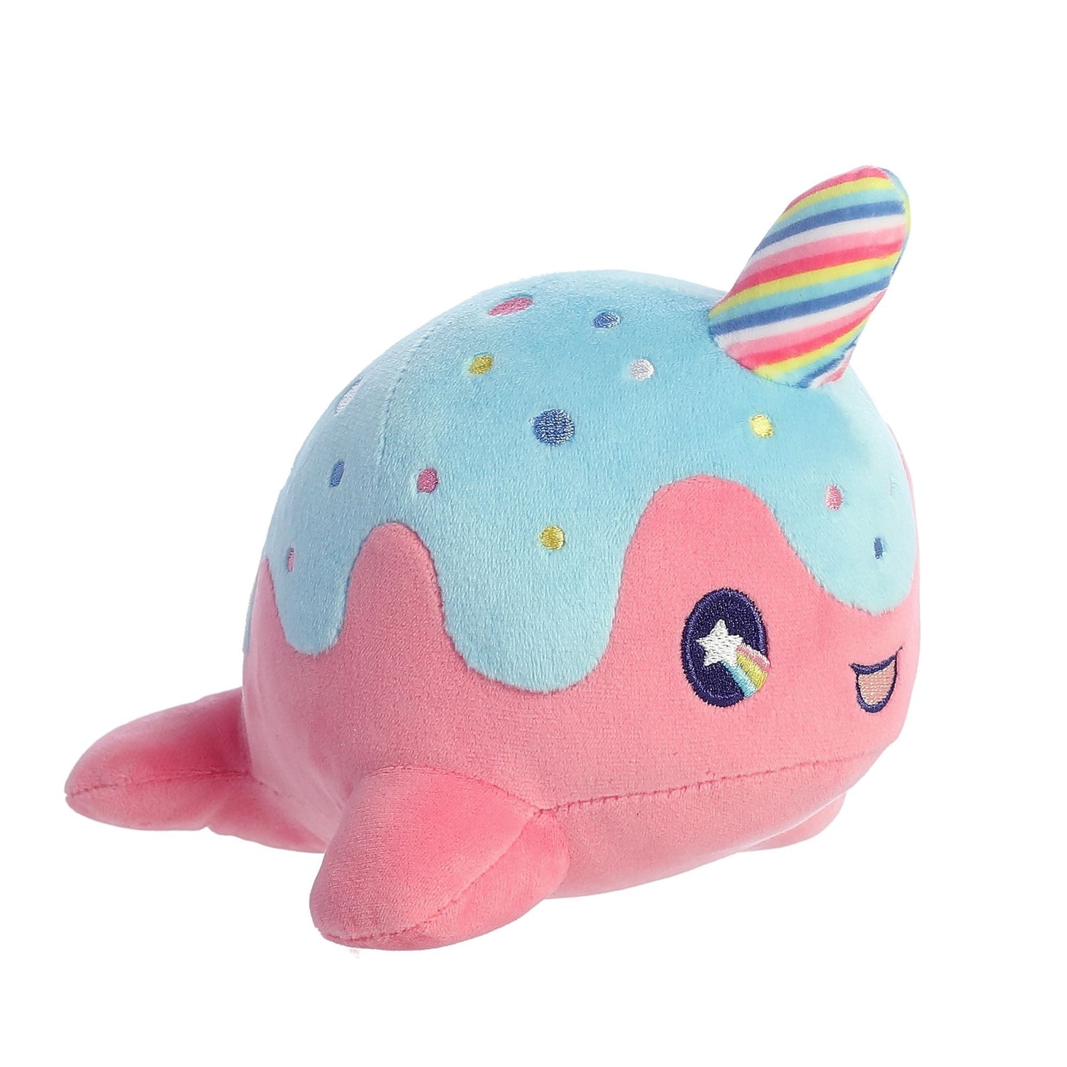 Tasty Peach Lollipop Nomwhal Plush Toy Stuffed Animal, 7 in