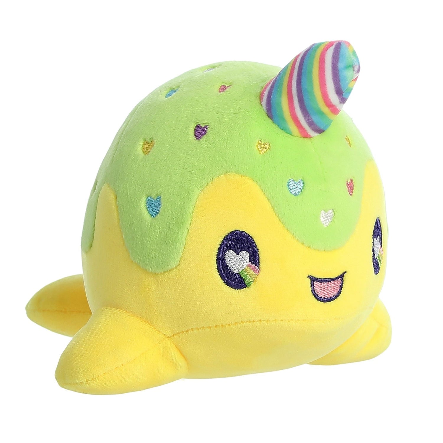 Tasty Peach Neon Lollipop Nomwhal Plush Toy, 7 in