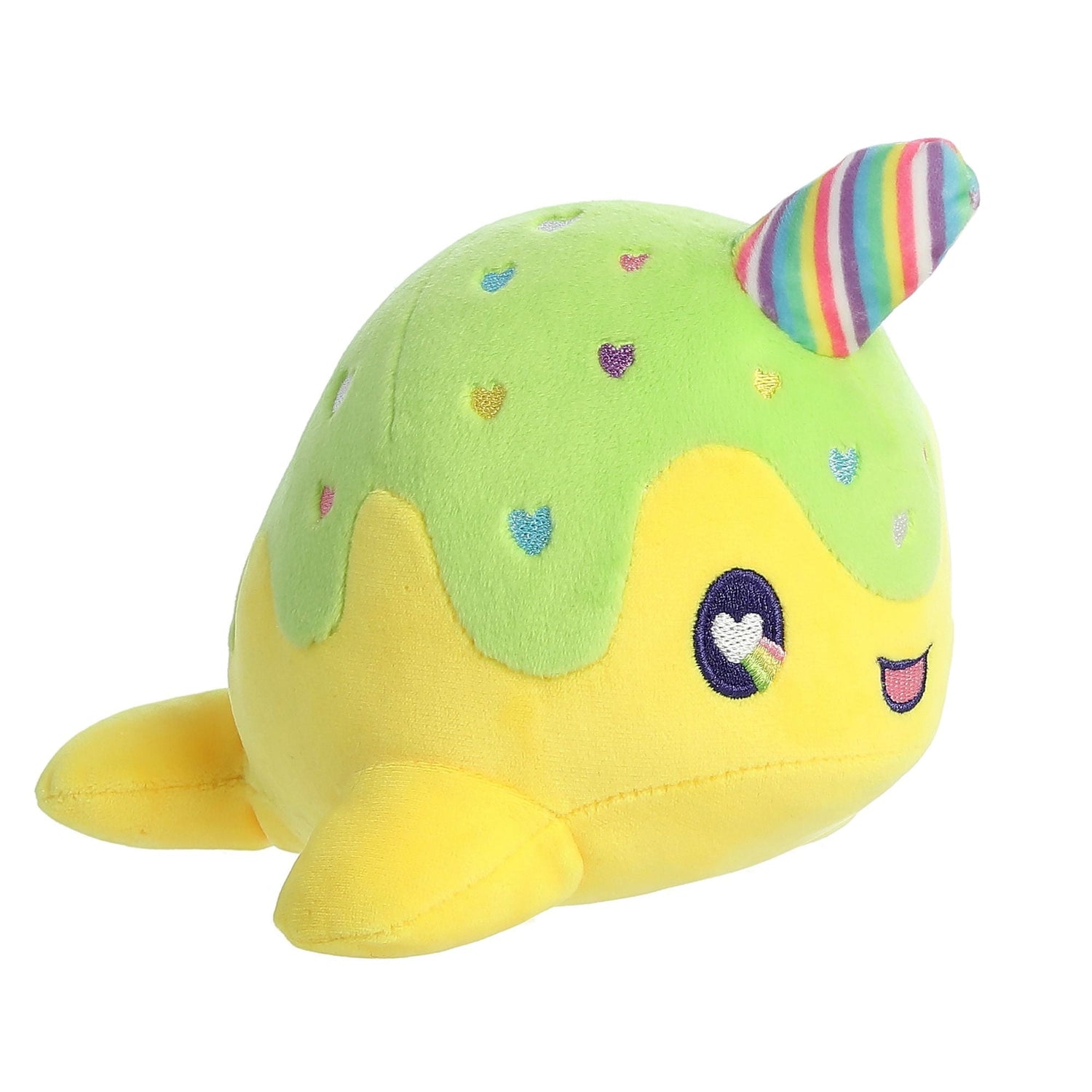 Tasty Peach Neon Lollipop Nomwhal Plush Toy, 7 in