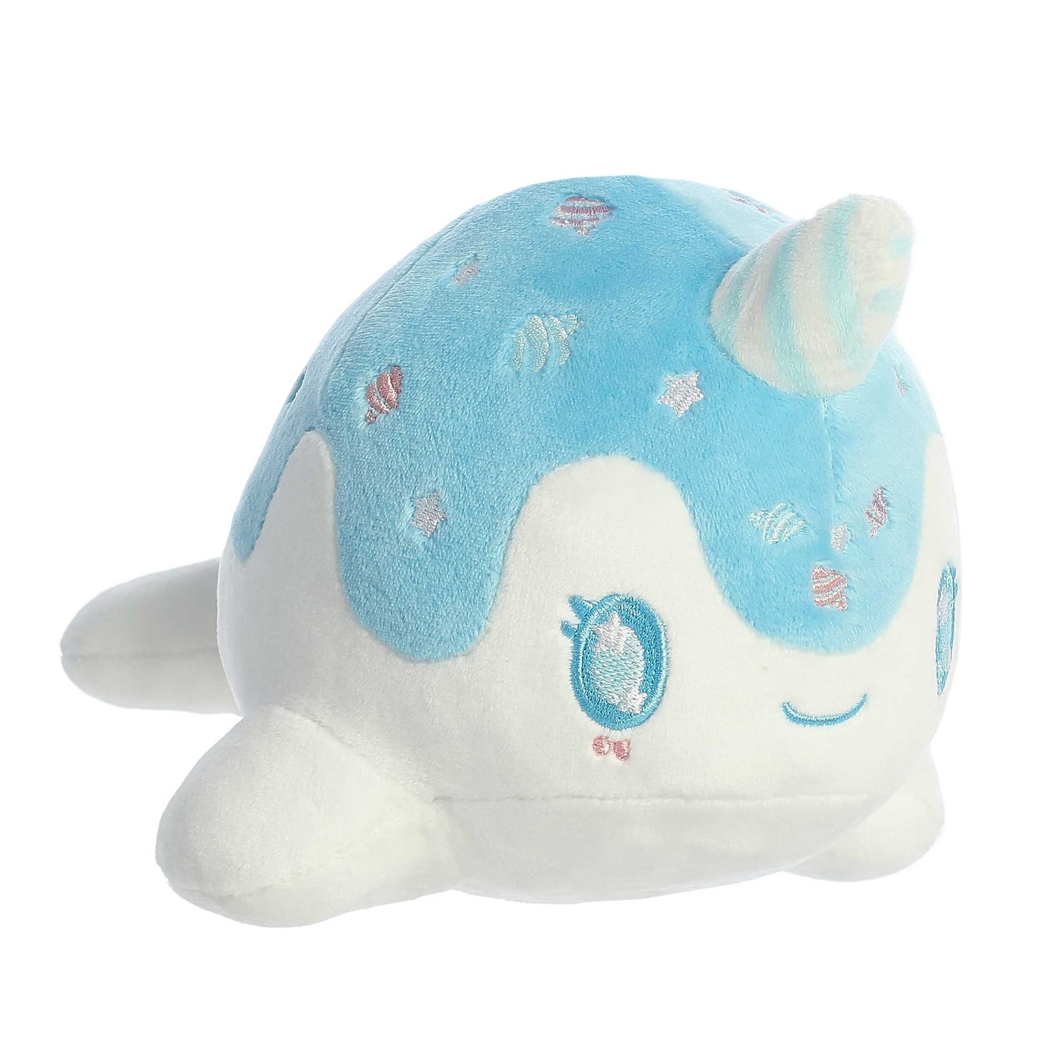 Tasty Peach Blue Raspberry Nomwhal Plush Toy, 7 in
