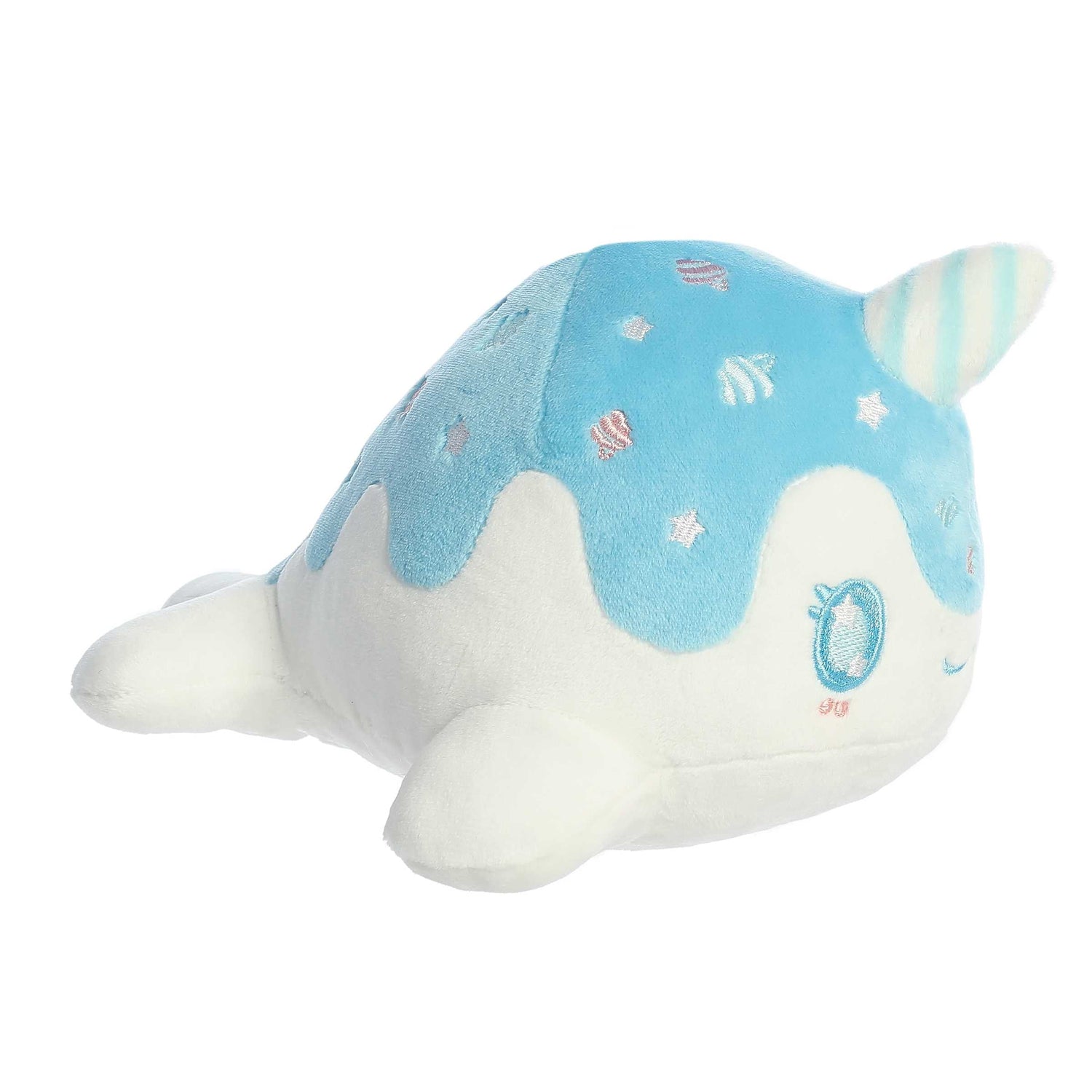 Tasty Peach Blue Raspberry Nomwhal Plush Toy, 7 in
