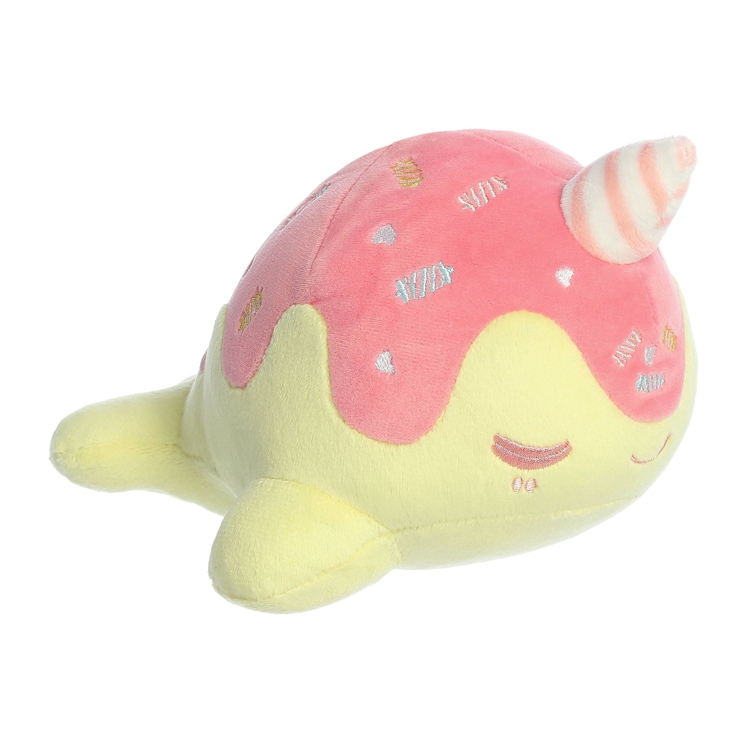Tasty Peach Bubble Gum Nomwhal Plush Toy, 7 in