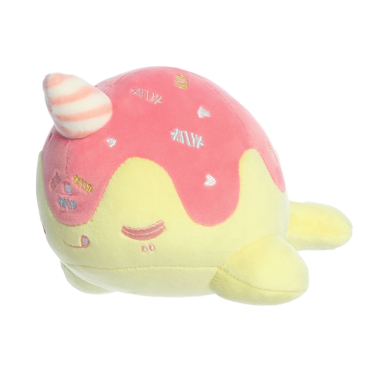 Tasty Peach Bubble Gum Nomwhal Plush Toy, 7 in
