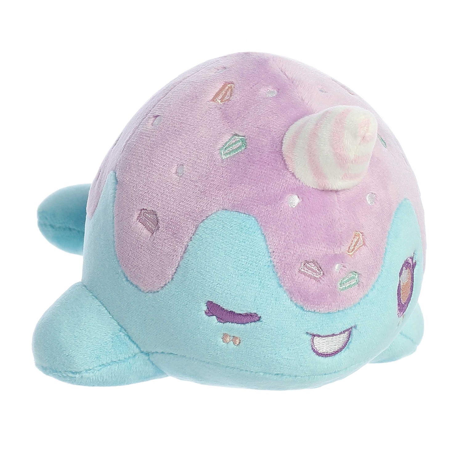 Tasty Peach Birthday Cake Nomwhal Plush Toy, 7 in