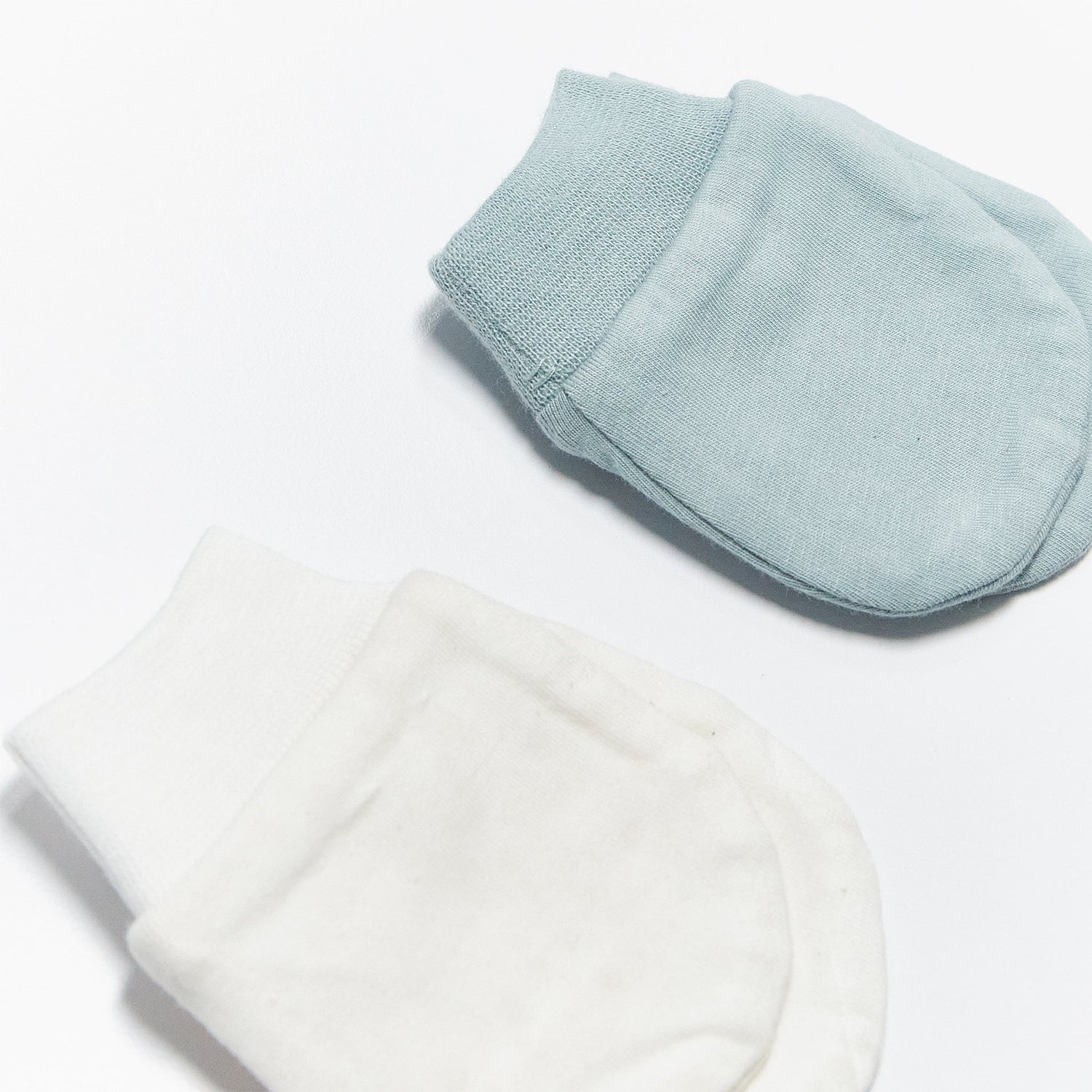 RETIRED - Kudaa Organic Baby Mitten Set - Bunny White & Bay Blue