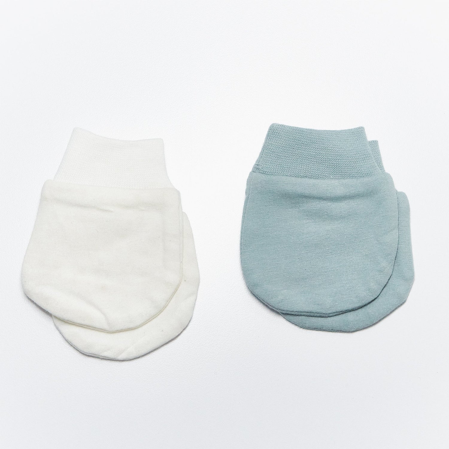 RETIRED - Kudaa Organic Baby Mitten Set - Bunny White & Bay Blue