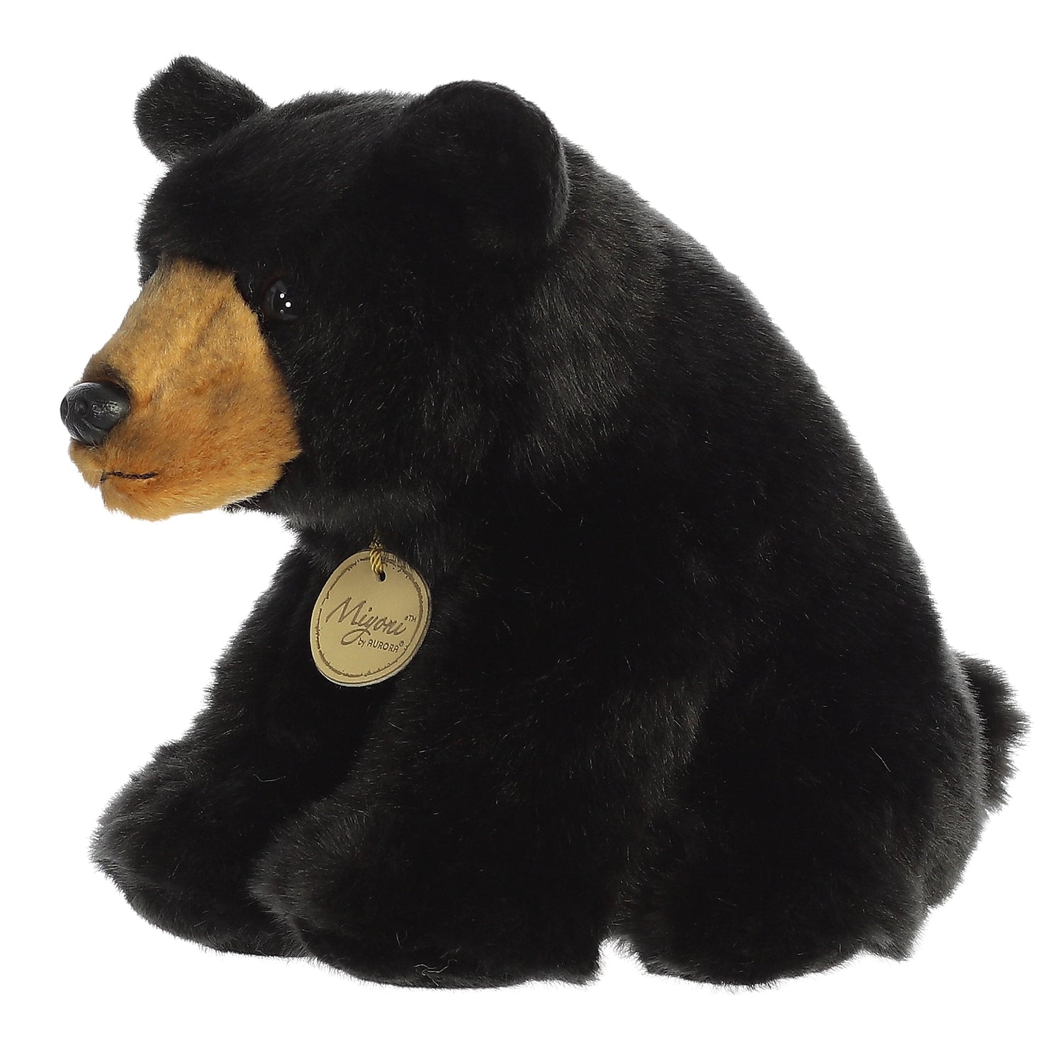 Miyoni Black Bear Plush Toy Stuffed Animal, 9 in