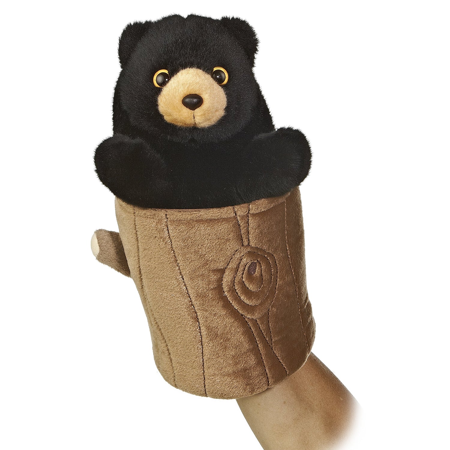 Hand Puppet Black Bear Pop Up Puppet Plush Toy, 10 in