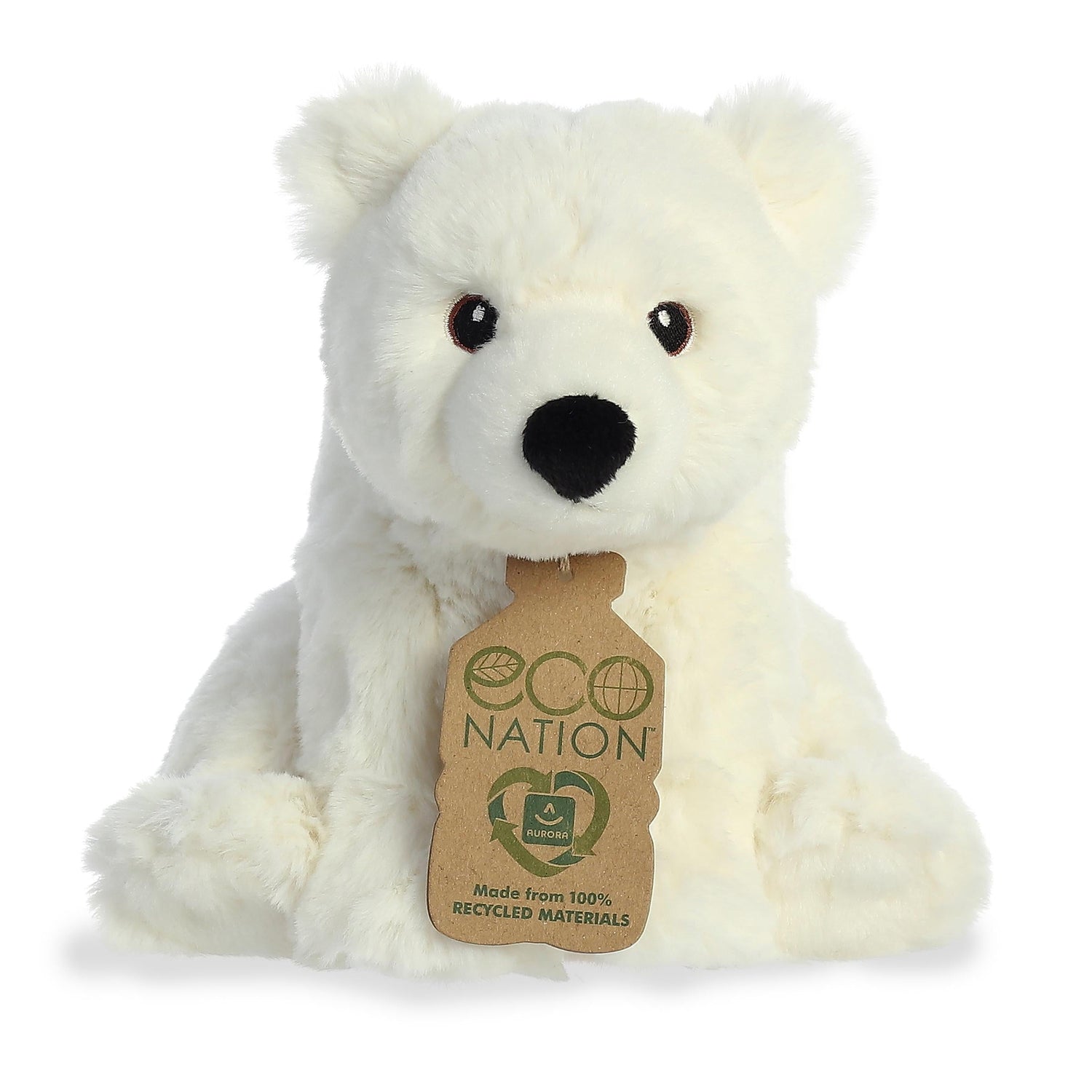 Eco Nation Polar Bear Plush Toy Stuffed Animal, 9.5 in