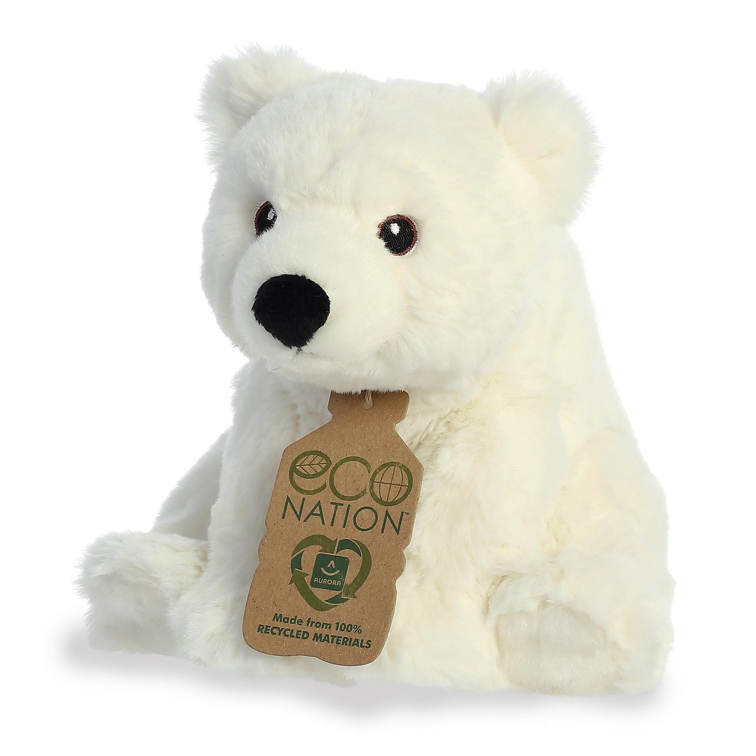 Eco Nation Polar Bear Plush Toy Stuffed Animal, 9.5 in