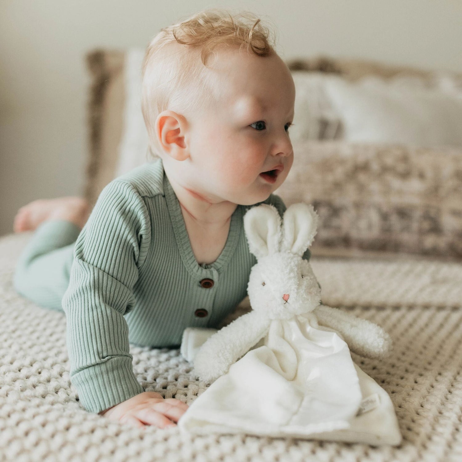 Plush Bunny Buddy Blanket – 11 in Travel Lovey, White