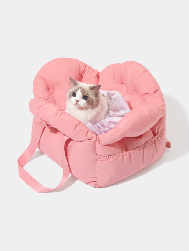 Pet Car Seat Carrier – Flora Theme, Pink, 16.1×16.1×13 in