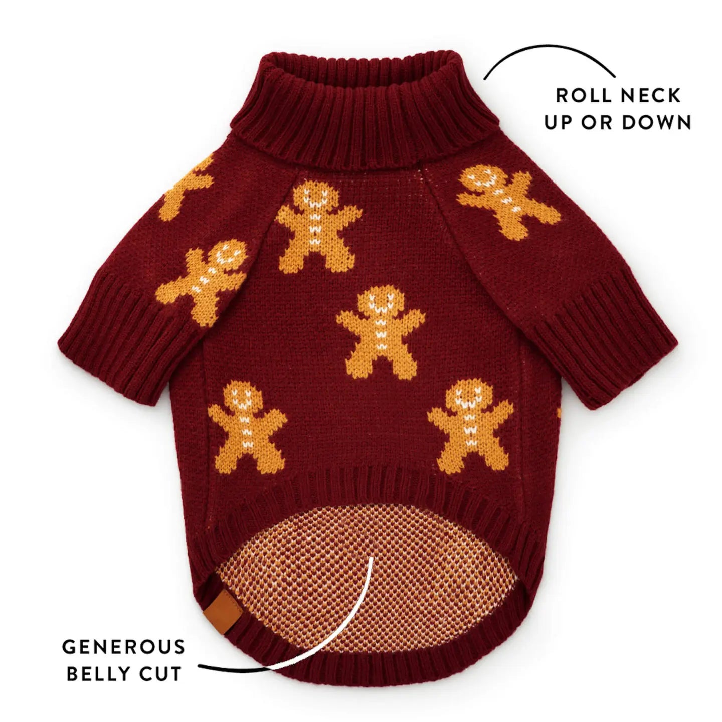 Gingerbread Knit Dog Sweater