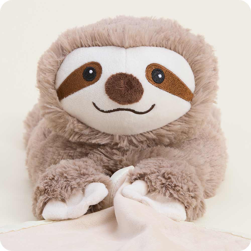 Sloth Blankie – Heatable Plush with Attached Satin Blanket
