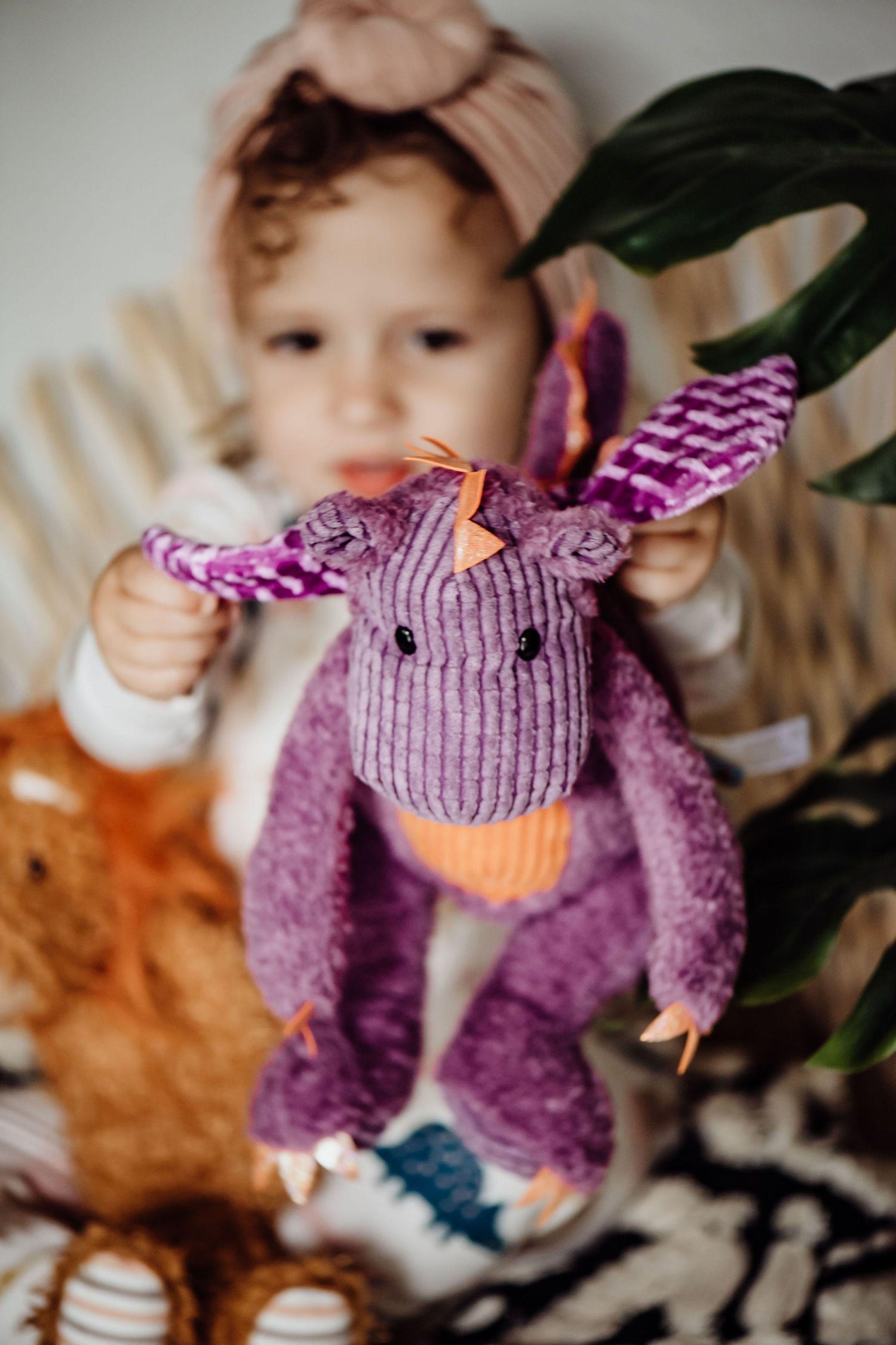 Plush Dragon Toy – Dunkin Purple & Orange Dragon, 13 in