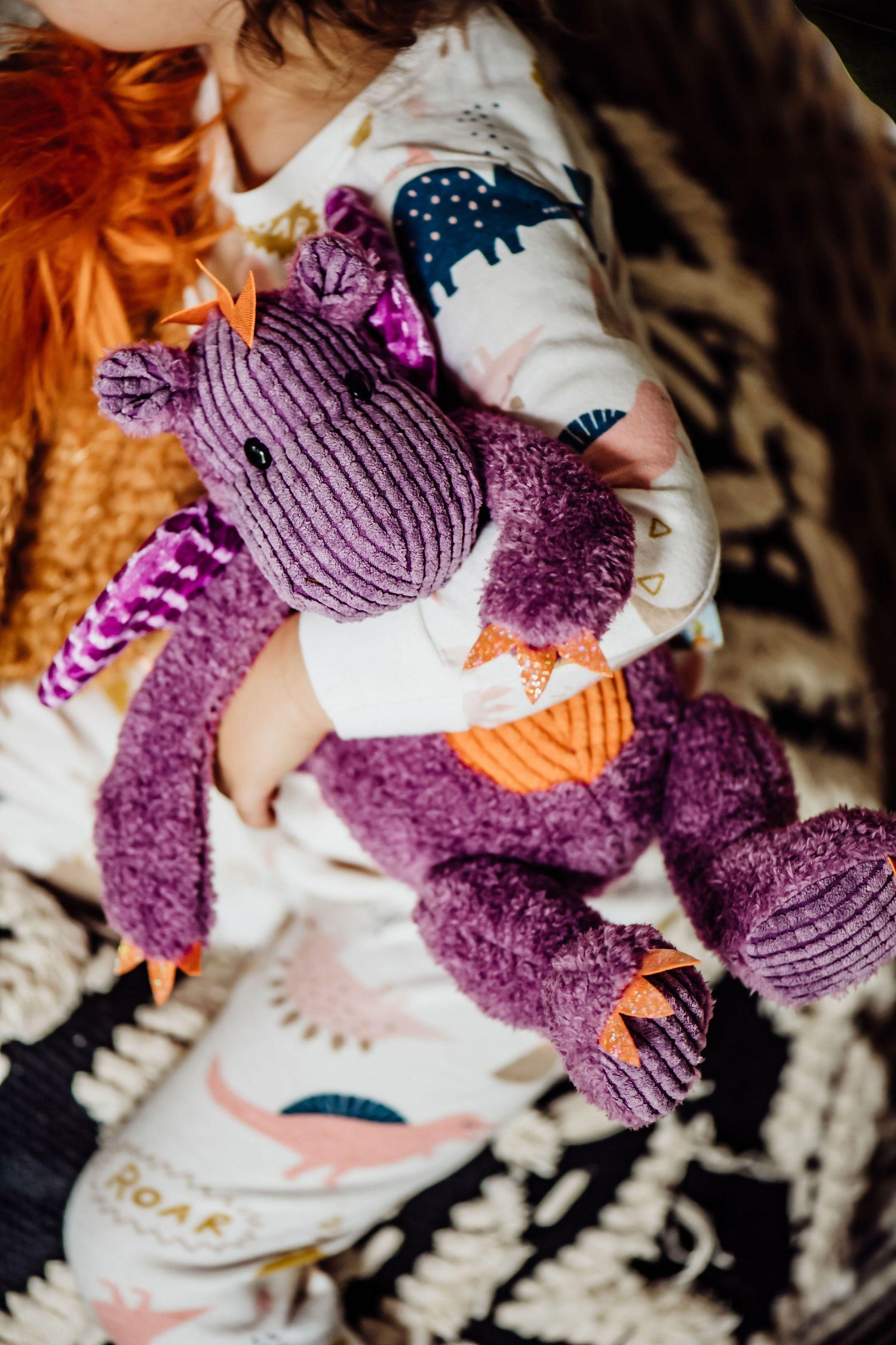 Plush Dragon Toy – Dunkin Purple & Orange Dragon, 13 in