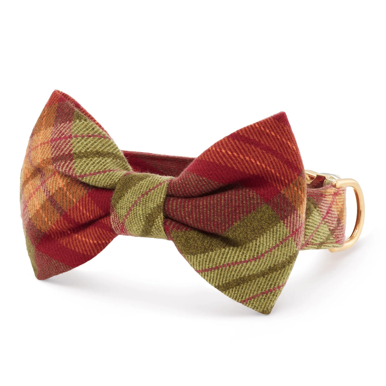 Adjustable Plaid Dog Collar with Removable Bow