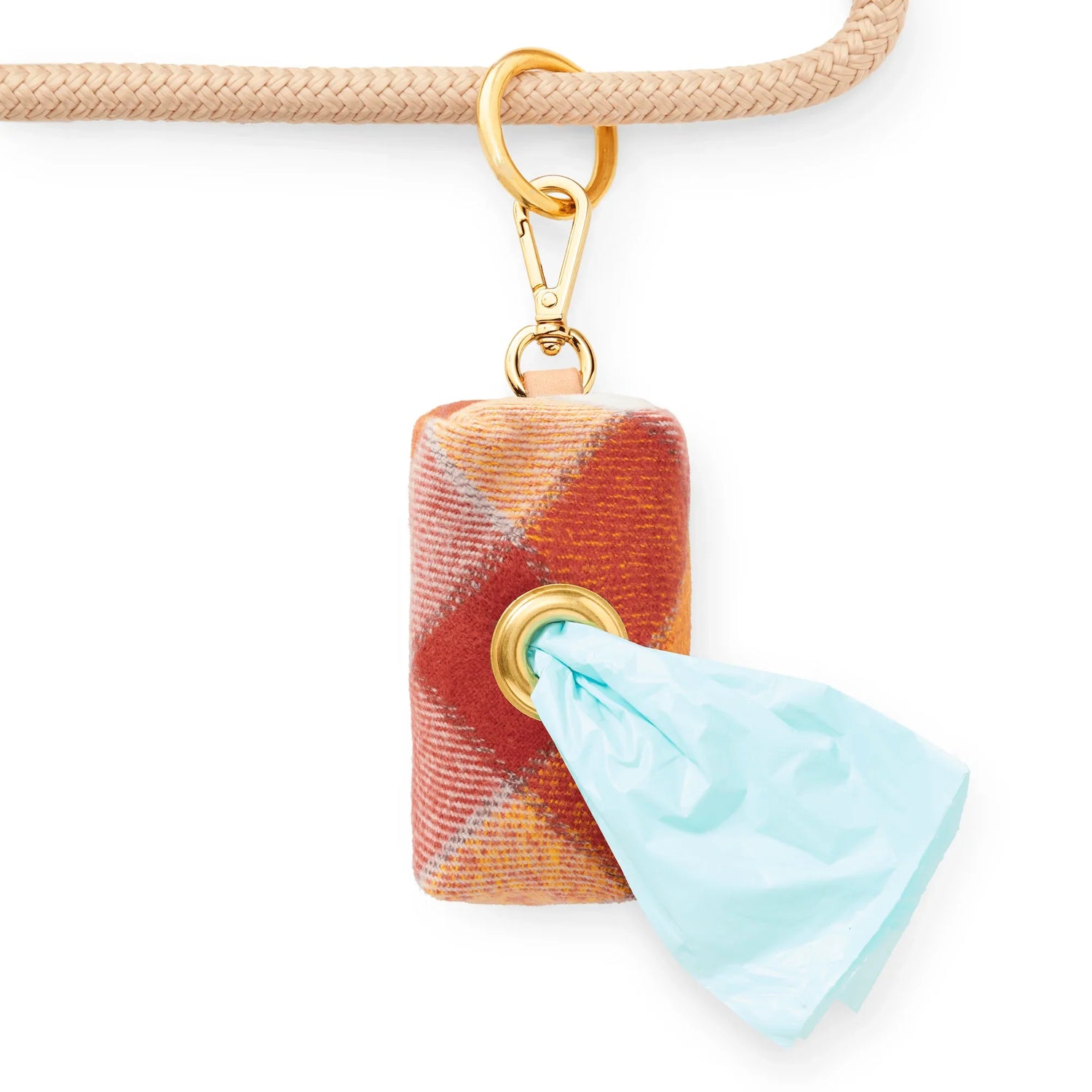 Orange Plaid Poop Bag Holder
