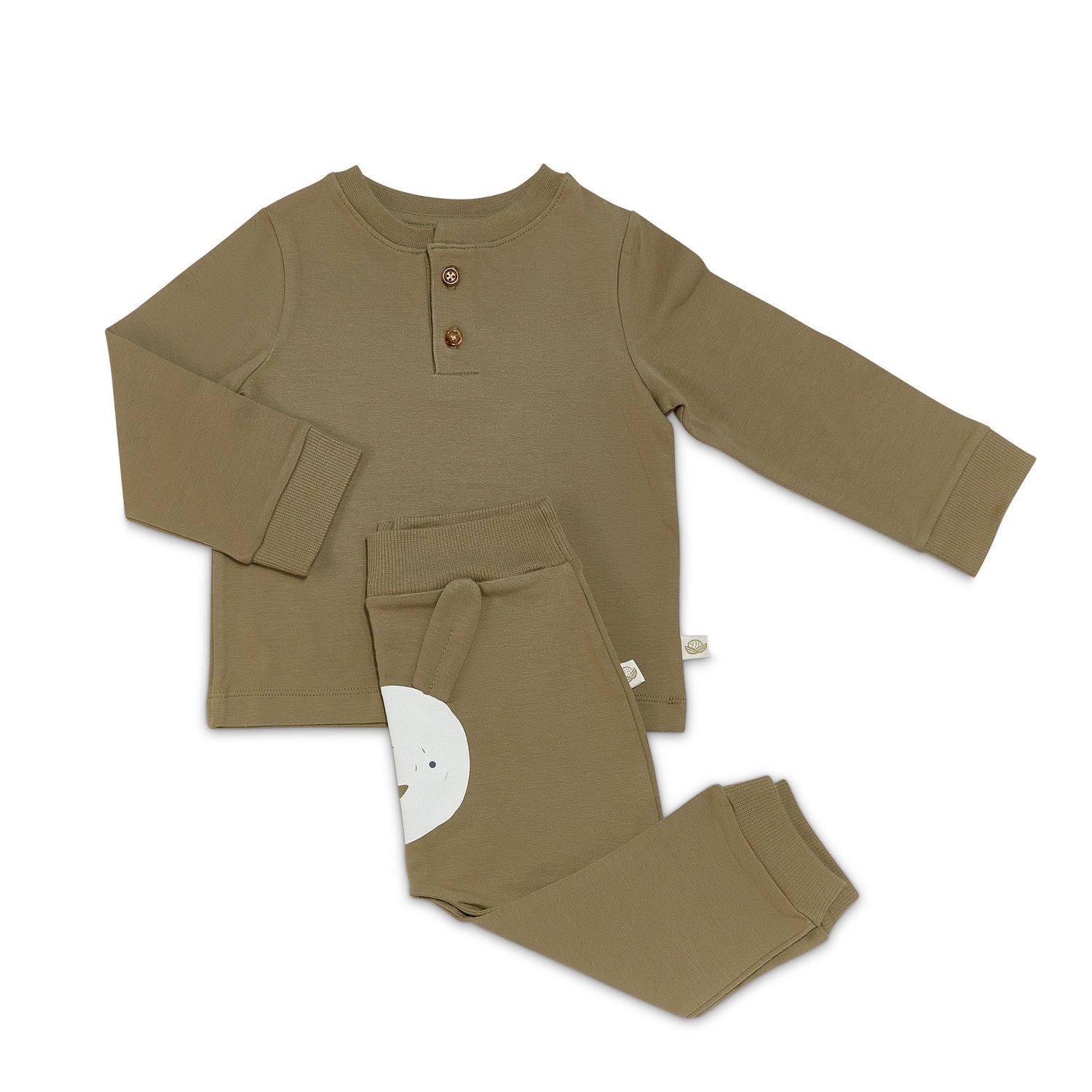 Organic Long Sleeve Bunny Pant Set - Bayleaf