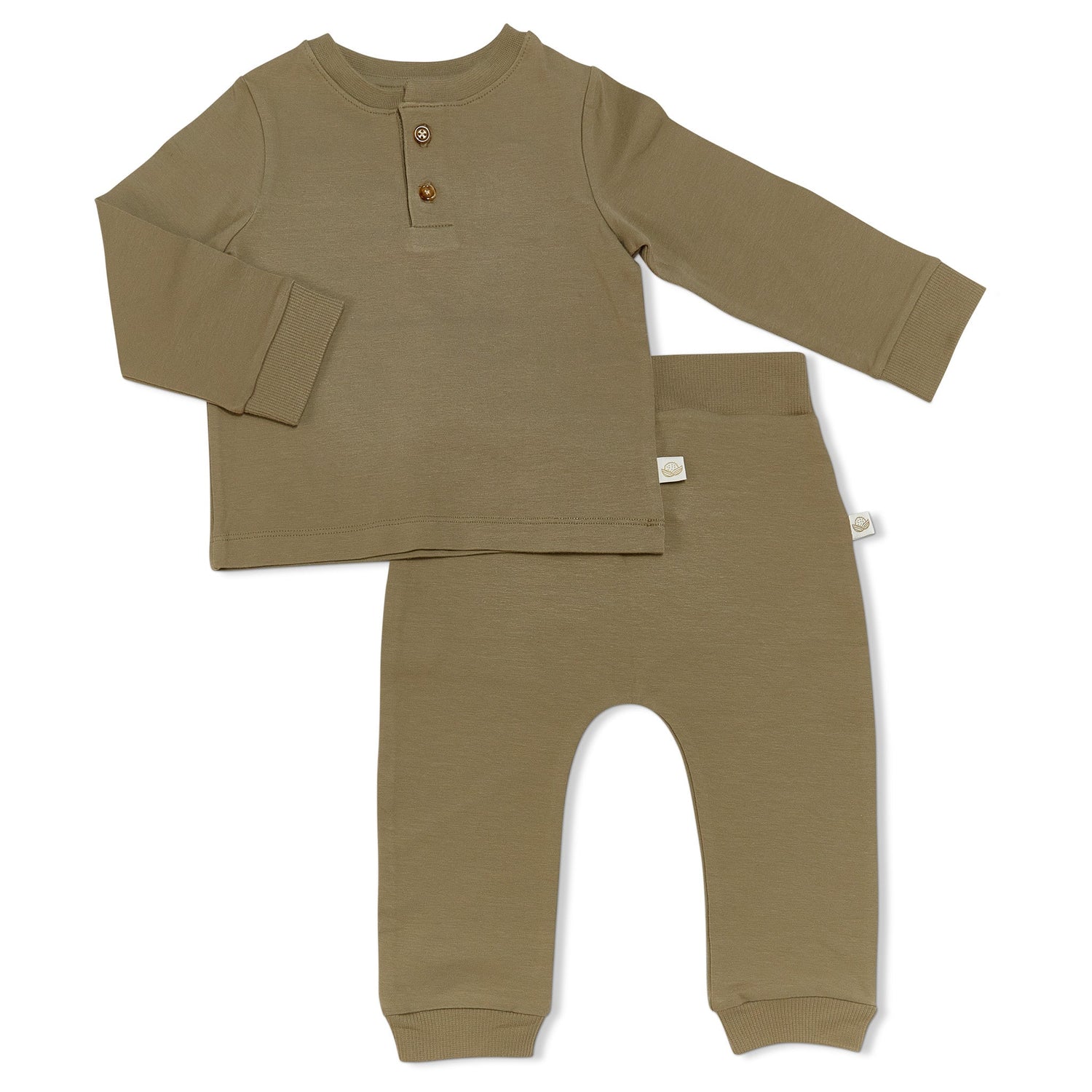Organic Long Sleeve Bunny Pant Set - Bayleaf