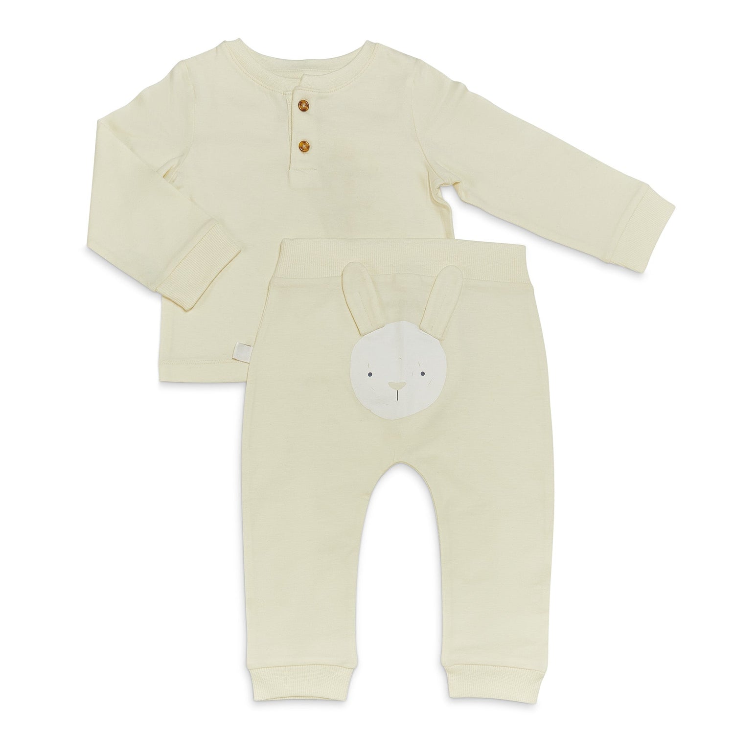 Organic Long Sleeve Bunny Pant Set - Sugar Cookie