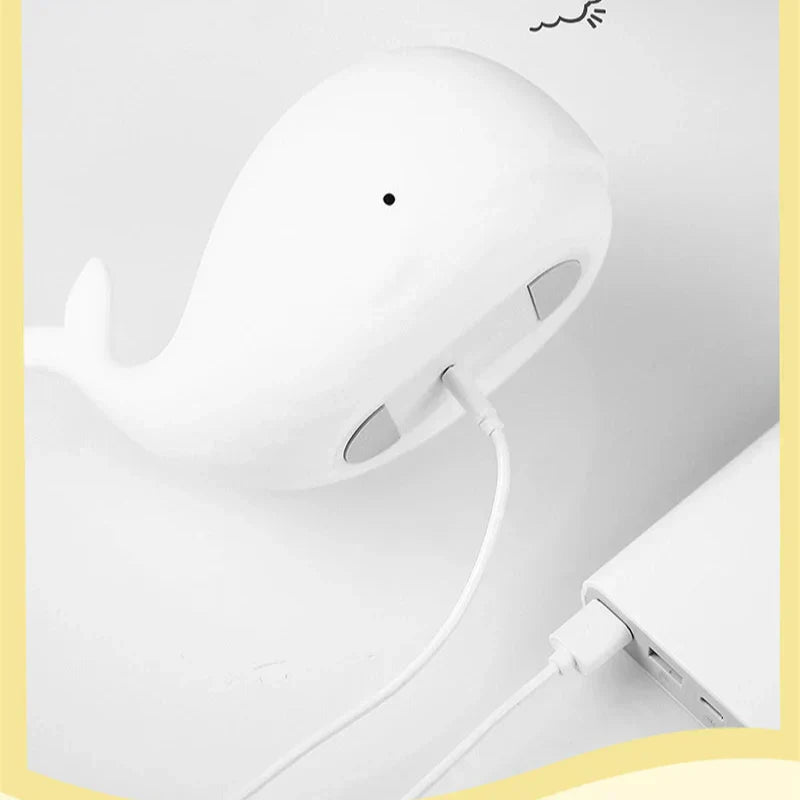 Whale LED USB Rechargeable Silicone Night Light