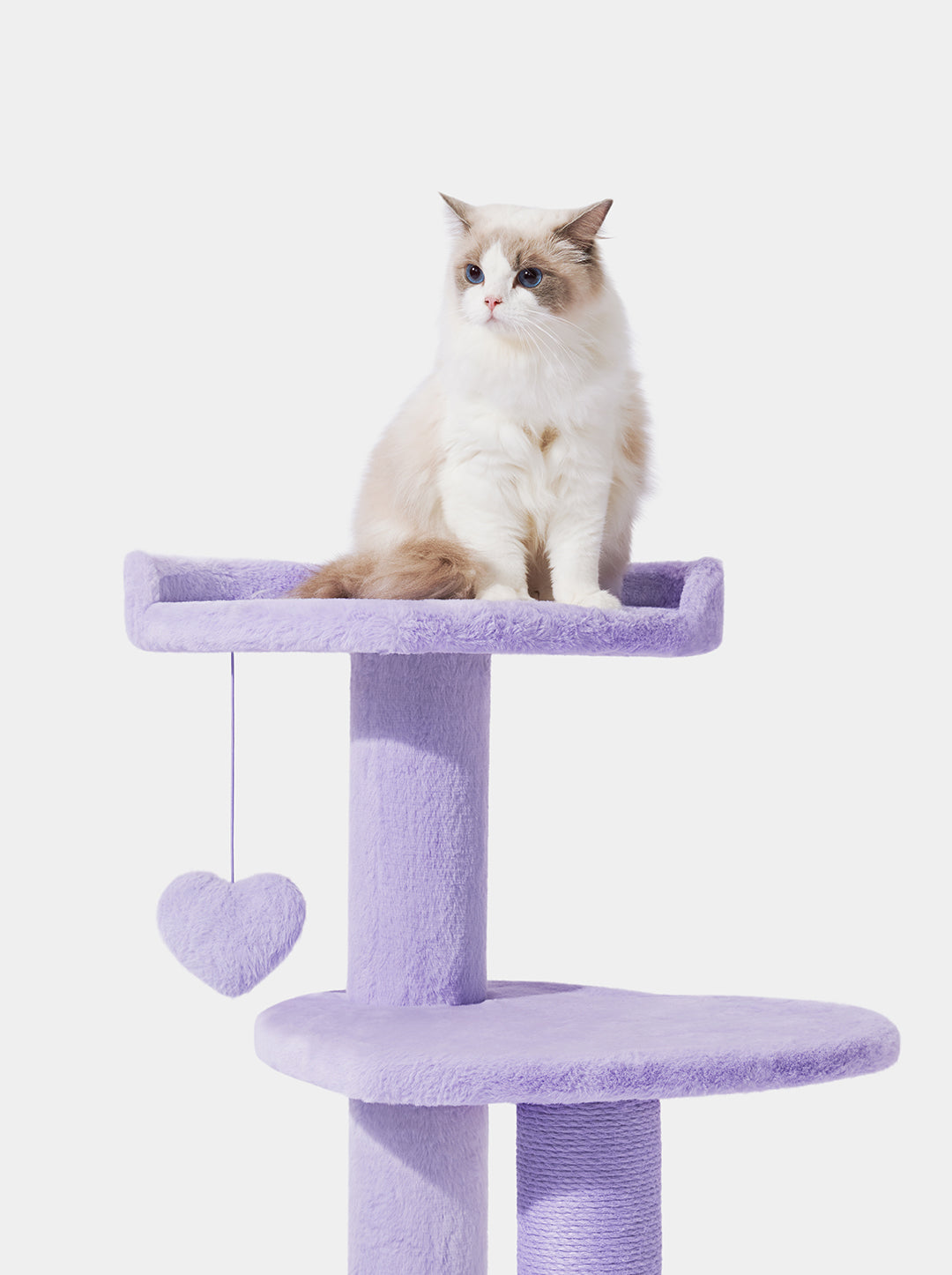 Cat Climber Tower – Four Platforms, Jute & Polyester, 40 in, Purple