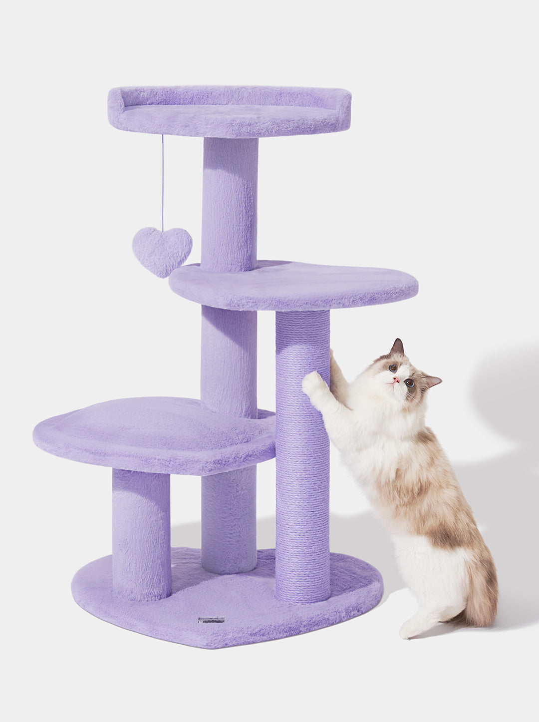 Cat Climber Tower – Four Platforms, Jute & Polyester, 40 in, Purple