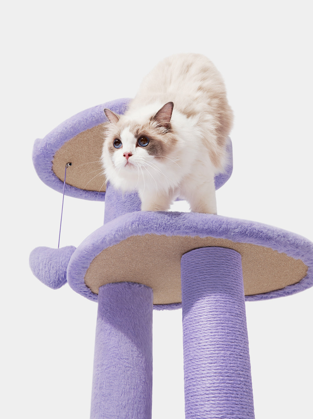 Cat Climber Tower – Four Platforms, Jute & Polyester, 40 in, Purple