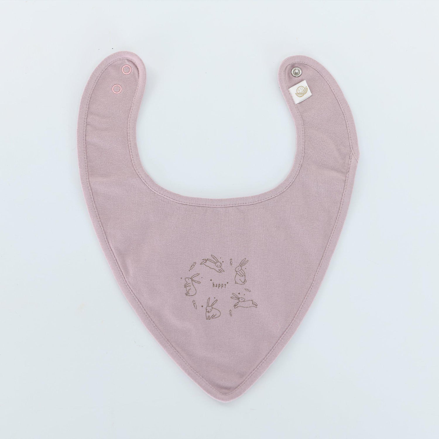 Organic Happy Bunny Bib - Wood Rose
