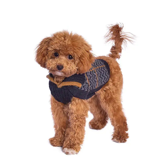 Pull pour chien à col en V en mélange d'alpaga