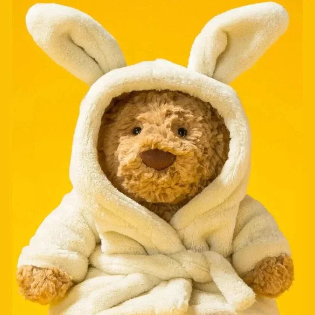 Plush Teddy Bear with Soft Robe – 26cm - Waydiy