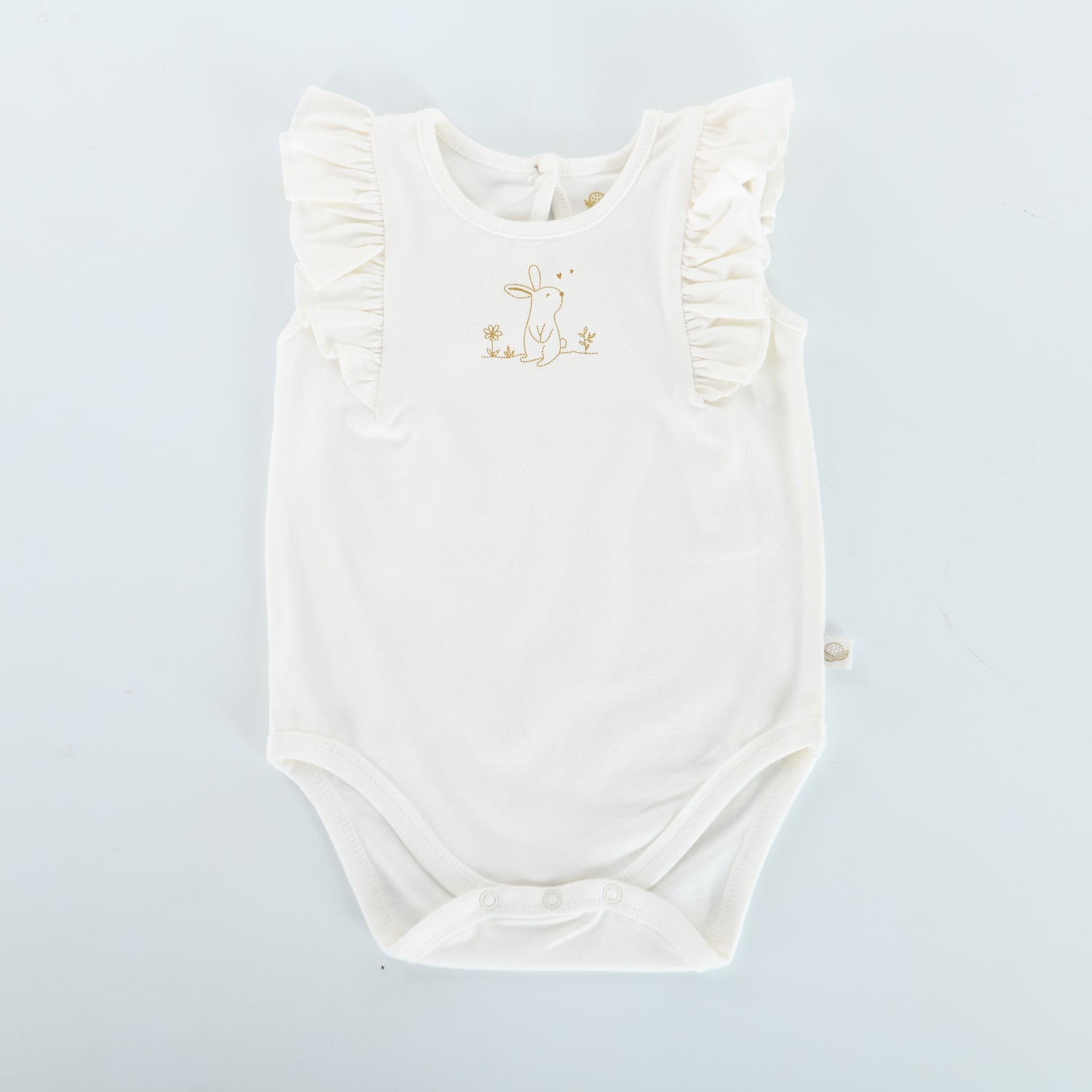 Organic Frilly Bunsuit - Bunny White