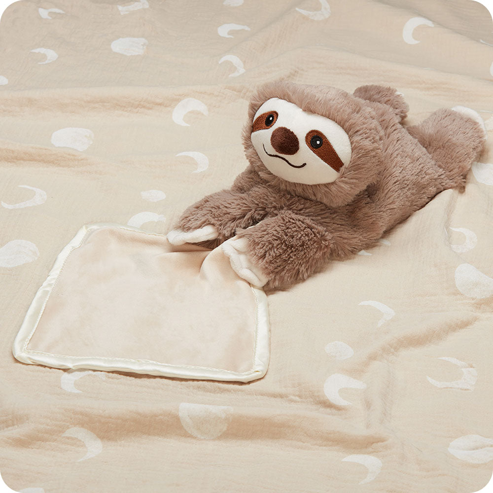Sloth Blankie – Heatable Plush with Attached Satin Blanket