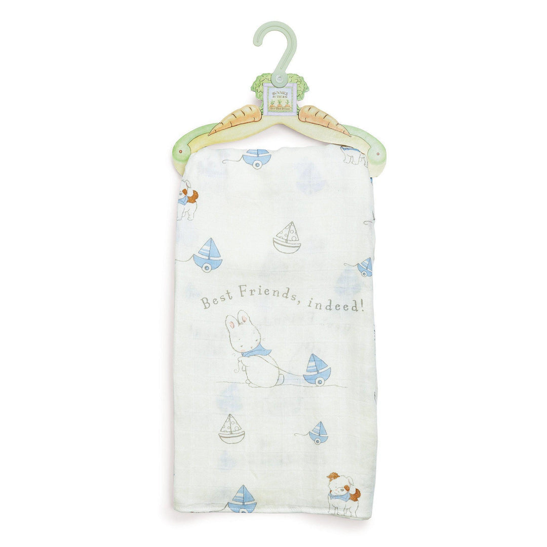 Bunny & Pup Bamboo Swaddle Blanket