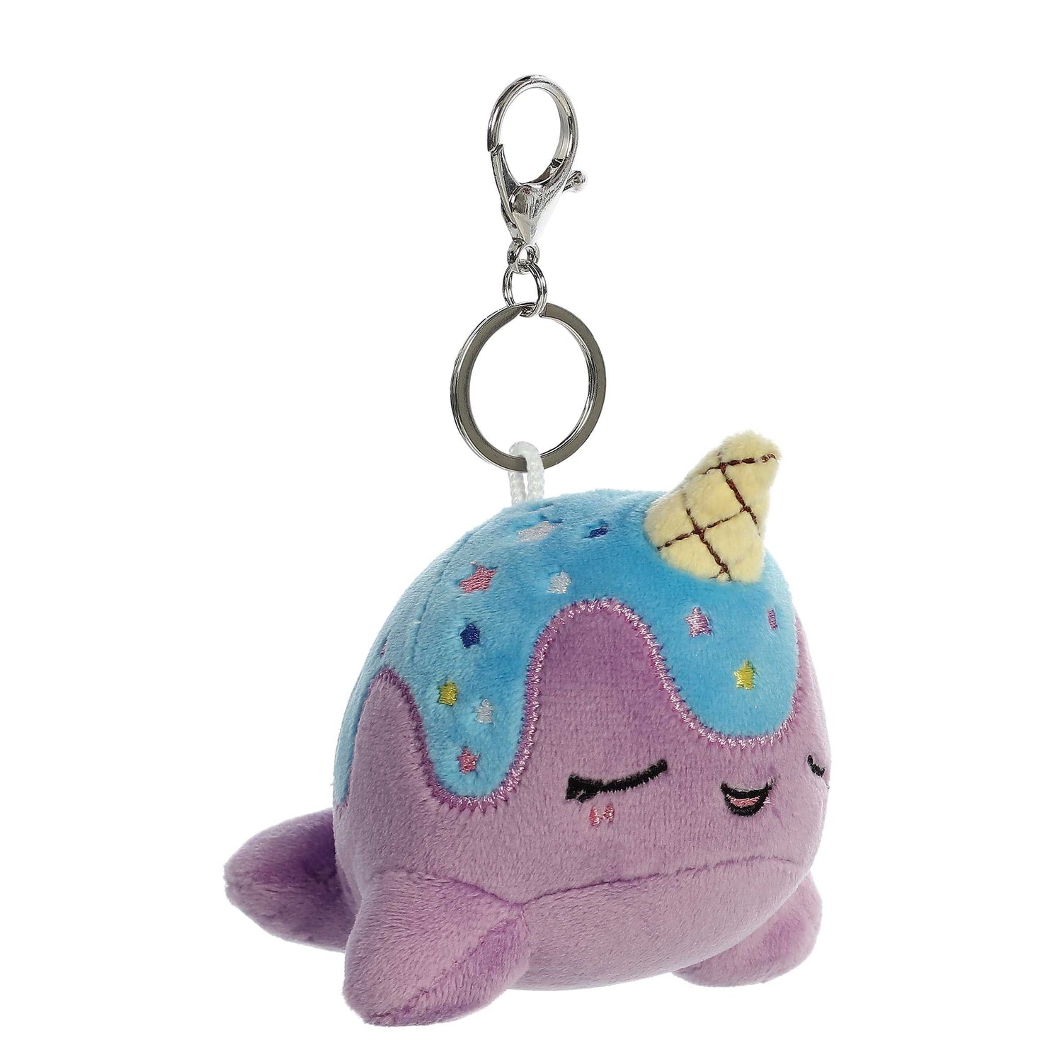 Tasty Peach Blue Moon Nomwhal Clip On Plush Toy, 4 in