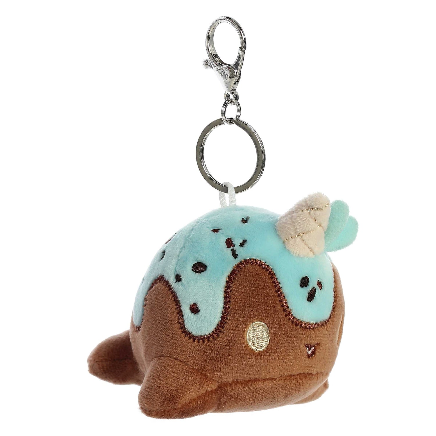 Tasty Peach Mint Chocolate Nomwhal Clip On Plush Toy, 4 in