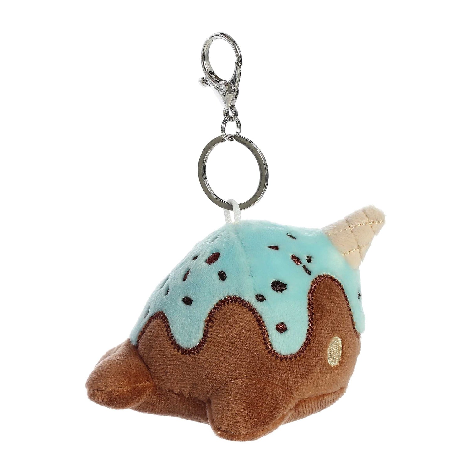 Tasty Peach Mint Chocolate Nomwhal Clip On Plush Toy, 4 in