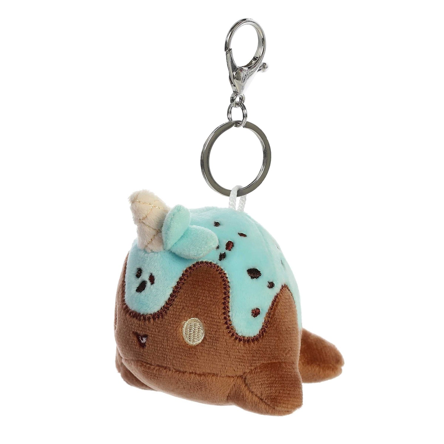 Tasty Peach Mint Chocolate Nomwhal Clip On Plush Toy, 4 in