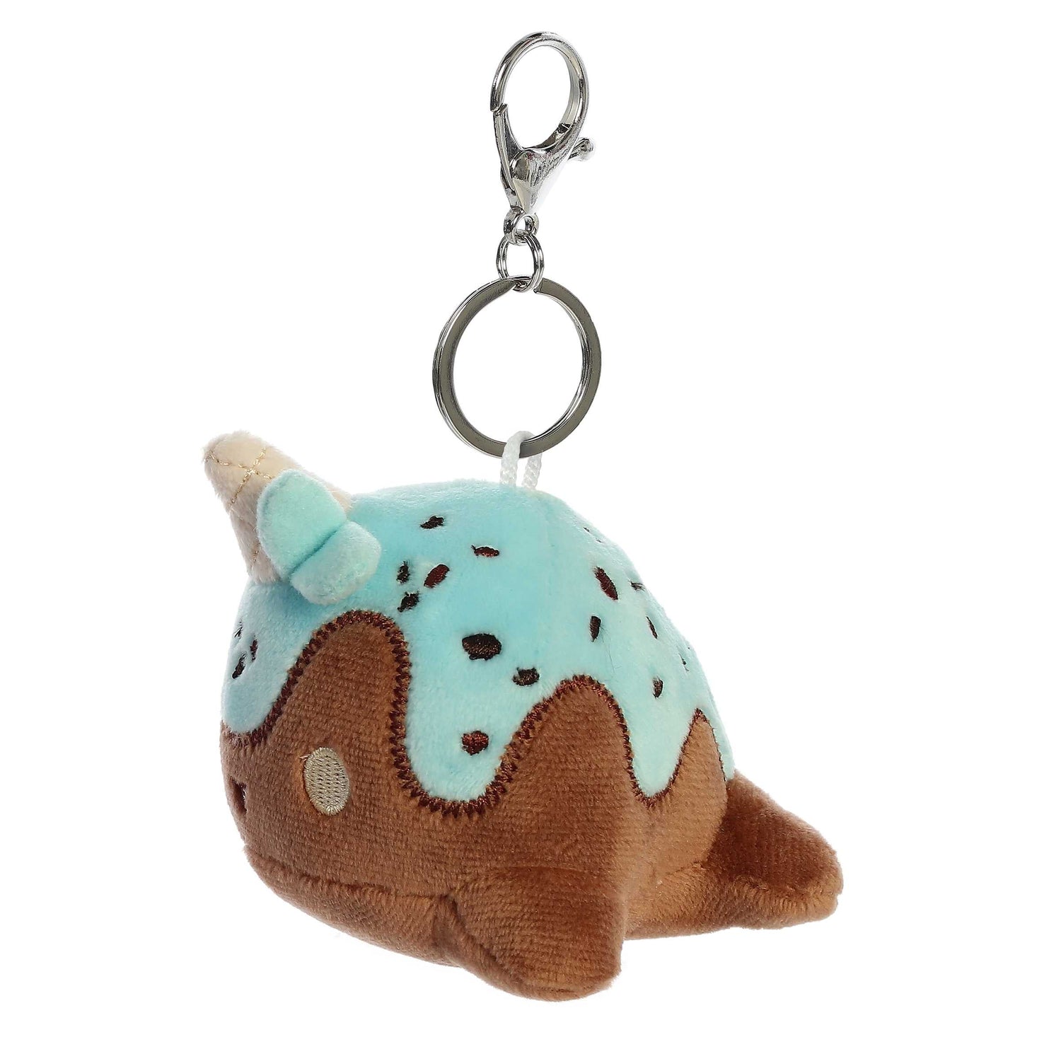 Tasty Peach Mint Chocolate Nomwhal Clip On Plush Toy, 4 in