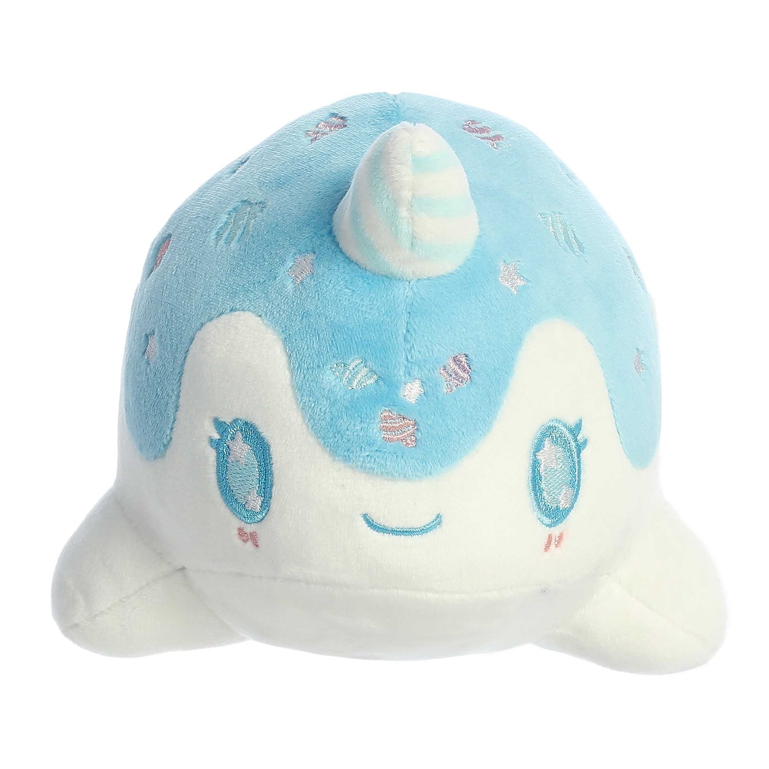Tasty Peach Blue Raspberry Nomwhal Plush Toy, 7 in