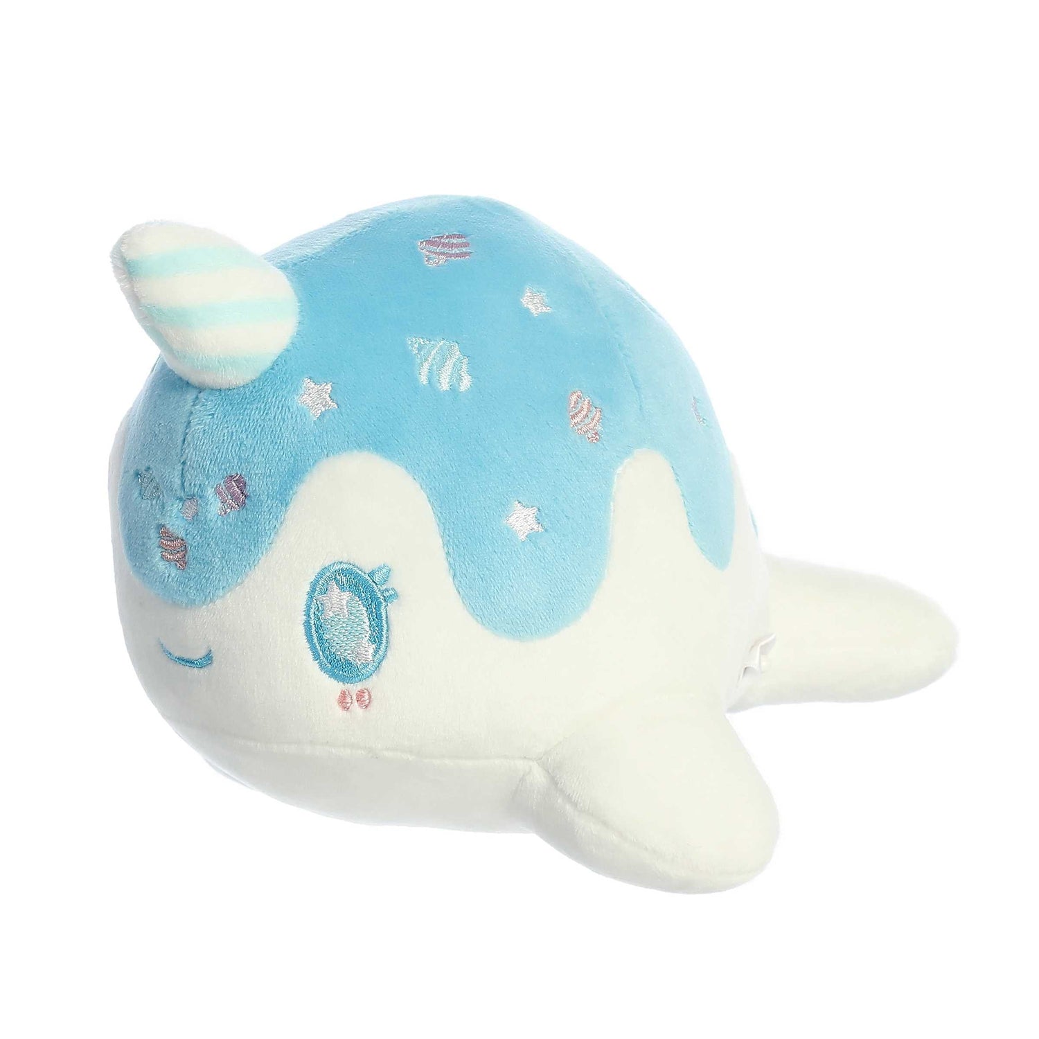 Tasty Peach Blue Raspberry Nomwhal Plush Toy, 7 in