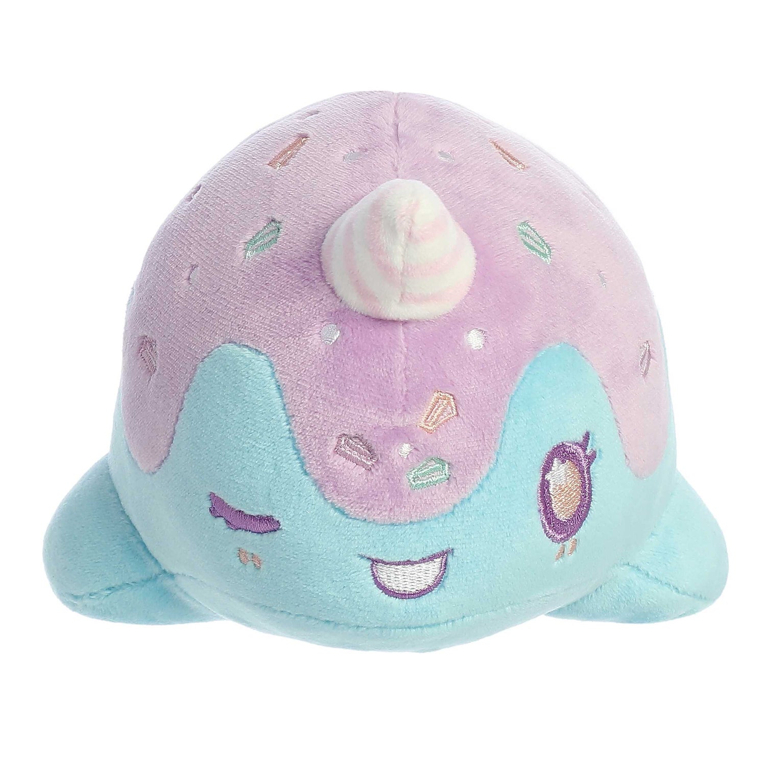 Tasty Peach Birthday Cake Nomwhal Plush Toy, 7 in