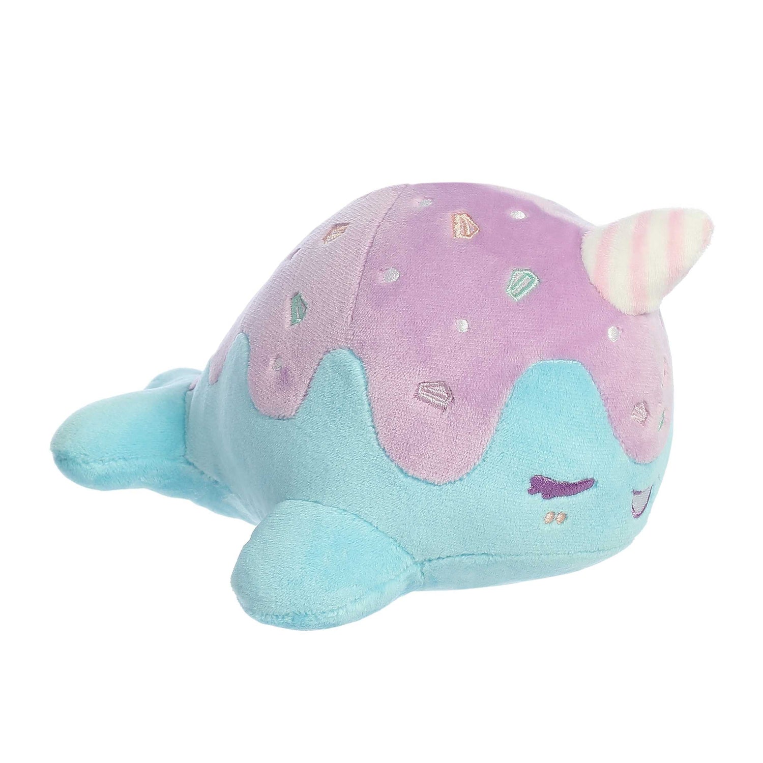 Tasty Peach Birthday Cake Nomwhal Plush Toy, 7 in