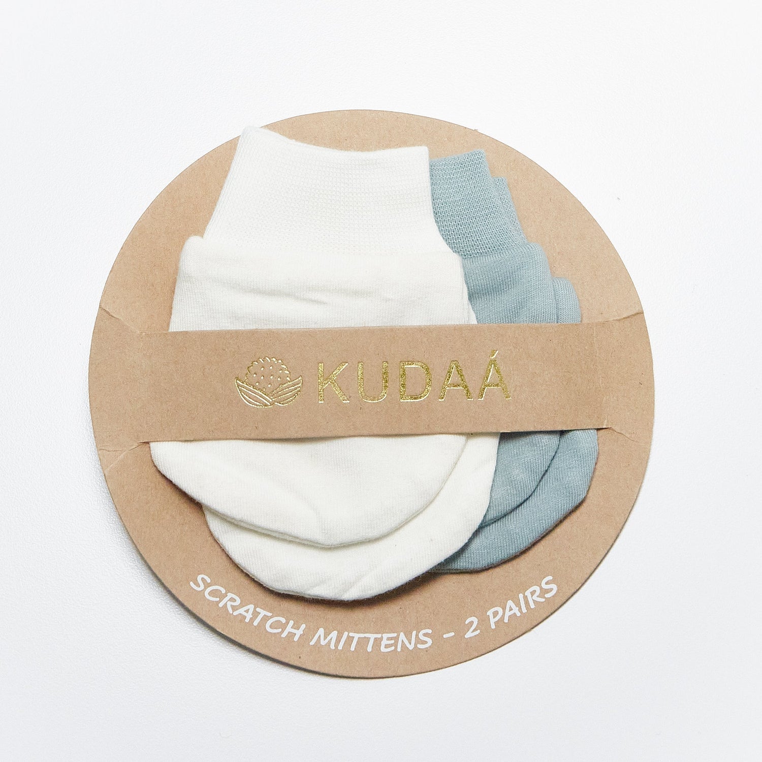RETIRED - Kudaa Organic Baby Mitten Set - Bunny White & Bay Blue